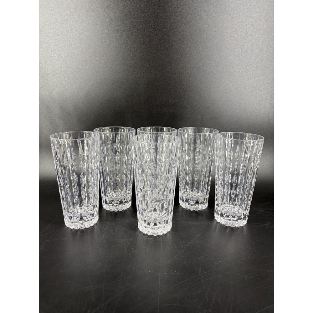 MIKASA AUSTRIAN Cut CRYSTAL-Set 6 Teardrop Highball Glasses Cups